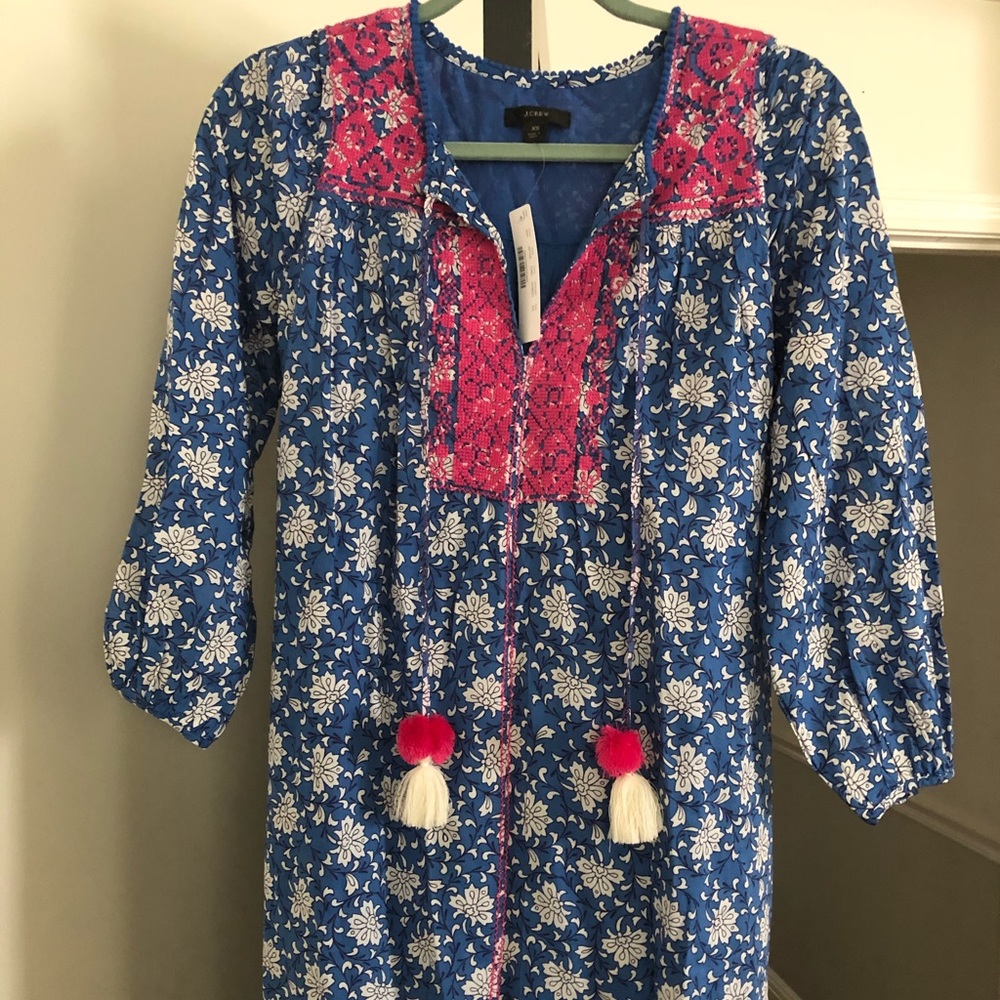 J.Crew Belted Block Print Tunic Dress